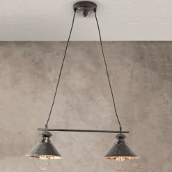 Hængelampe Shanta i rå kobber med to lyskilder