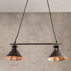 Hængelampe Shanta i rå kobber med to lyskilder