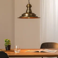 Hængelampe Sivani MR-637, antik guld, metal, Ø 39 cm