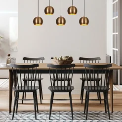 Hængelampe Sivani MR-1000, antik guld, jern, 5 lyskilder