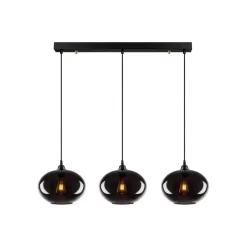 Hængelampe Smoked 052 3 lyskilder lineært glas Ø27cm