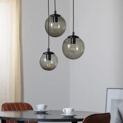 Hængelampe Smoky med glasskærme, 3 lyskilder