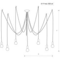 Hængelampe Spider i hvid, 7 lyskilder