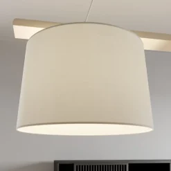 Hængelampe Sverige, antik hvid/hvid, tekstil, træ, 2 lyskilder