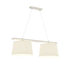 Hængelampe Sverige, antik hvid/hvid, tekstil, træ, 2 lyskilder