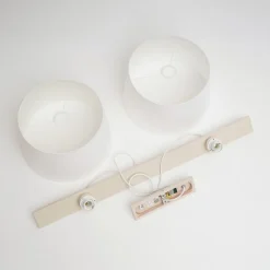 Hængelampe Sverige, antik hvid/hvid, tekstil, træ, 2 lyskilder