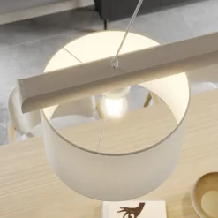 Hængelampe Sverige, antik hvid/hvid, tekstil, træ, 2 lyskilder