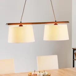 Hængelampe Sweden, 2 lyskilder, rustik eg