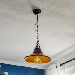 Hængelampe Taft med skærm i sort og guld