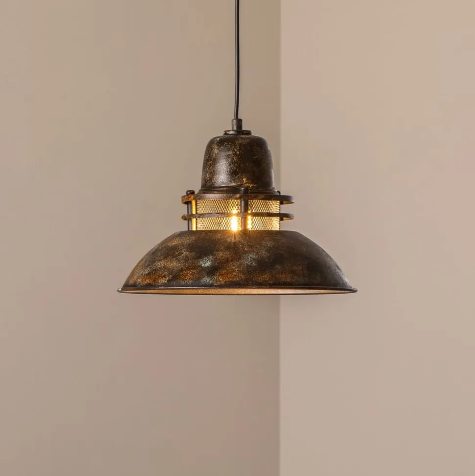 Hængelampe Tibet, antikbrun, Ø 34 cm, metal, E27