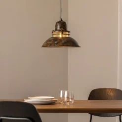 Hængelampe Tibet, antikbrun, Ø 34 cm, metal, E27