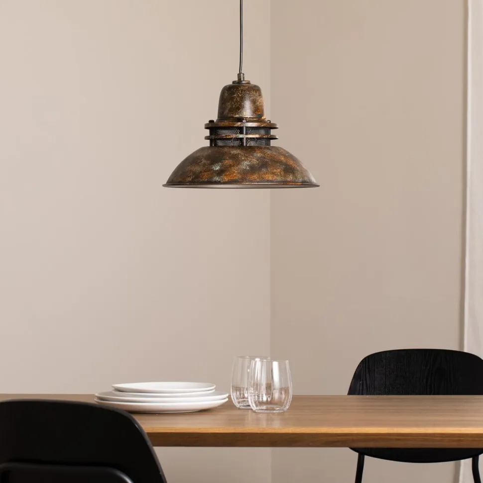 Hængelampe Tibet, antikbrun, Ø 34 cm, metal, E27