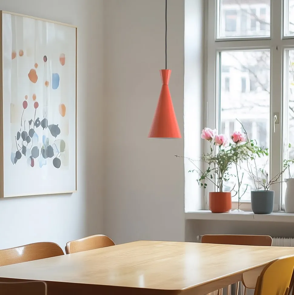 Hængelampe Tom, orange, metal, Ø 19 cm, E27