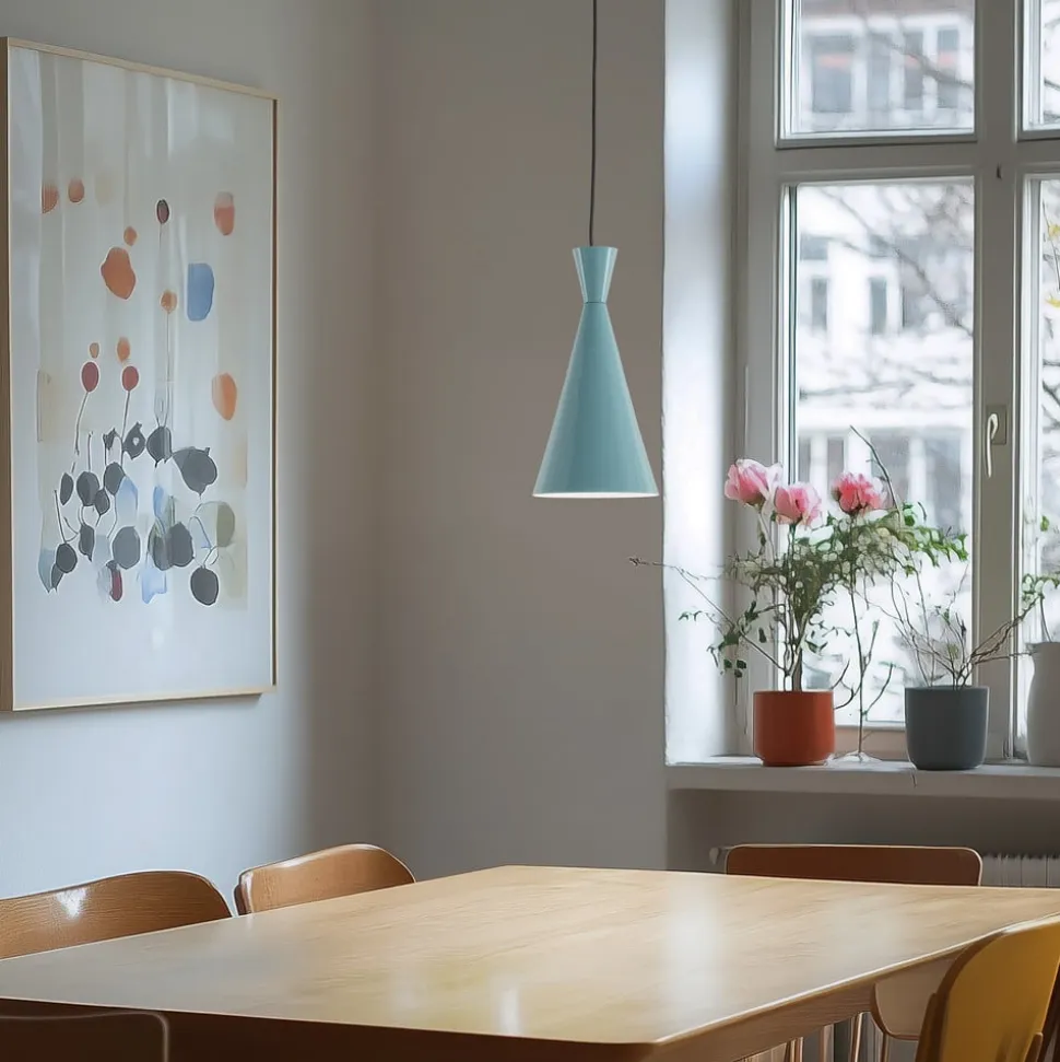 Hængelampe Tom, turkis, metal, Ø 19 cm, E27