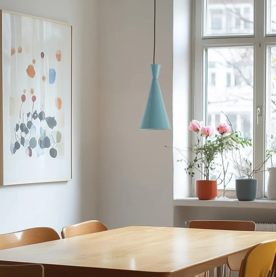 Hængelampe Tom, turkis, metal, Ø 19 cm, E27