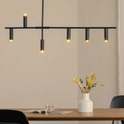 Hængelampe Trevo 6 All Black, metal, sort, GU10