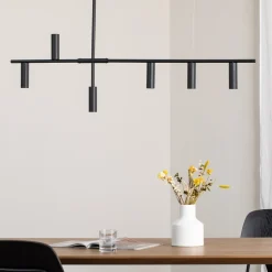 Hængelampe Trevo 6 All Black, metal, sort, GU10