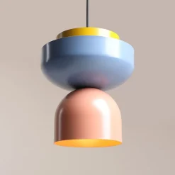 hængelampe Ulia, koral/blå/gul