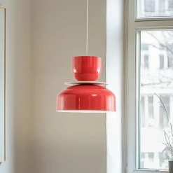 Hængelampe Uto, rød, Ø 30 cm, metal