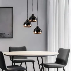 Hængelampe Yildo 6871 3 lyskilder rondel sort/kobber