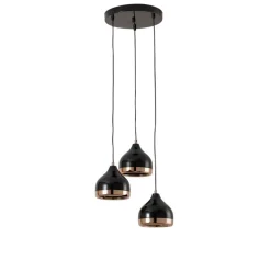 Hængelampe Yildo 6871 3 lyskilder rondel sort/kobber