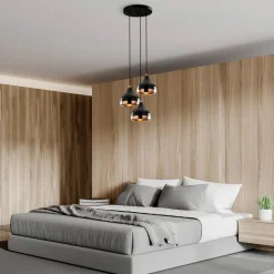 Hængelampe Yildo 6871 3 lyskilder rondel sort/kobber