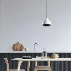 Hængelampe Yildo 6868, hvid/sort, metal, 1 lyskilde