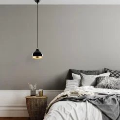 Hængelampe Yildo, 1 lyskilde, sort/guld, metal, Ø 17 cm