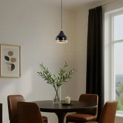 Hængelampe Yildo, 1 lyskilde, sort/guld, metal, Ø 17 cm