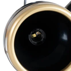 Hængelampe Yildo, 3 lyskilder, sort/guld, rund, Ø37 cm