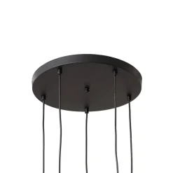 Hængelampe Yildo, 5 lyskilder, rund, sort/guld, Ø43 cm