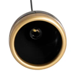 Hængelampe Yildo, 5 lyskilder, rund, sort/guld, Ø43 cm