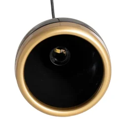 Hængelampe Yildo, lineær, 3 lyskilder, sort/guld, metal