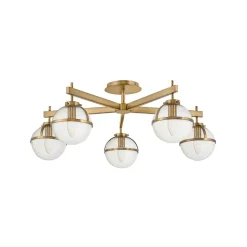 Hollis loftlampe, 5 lyskilder, messing/klar