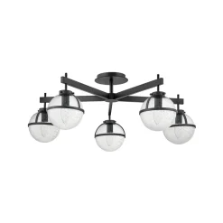 Hollis loftlampe, 5 lyskilder, sort/klar