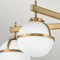 Hollis loftlampe, 5 lyskilder, messing/opal