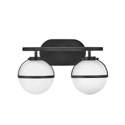 Hollis væglampe til badeværelset, sort/opal, 2 lk