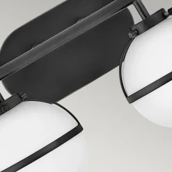 Hollis væglampe til badeværelset, sort/opal, 2 lk