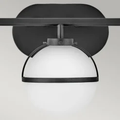 Hollis væglampe til badeværelset, sort/opal, 3 lk