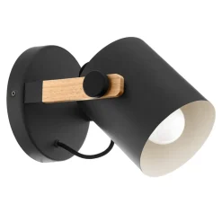 Hornwood væglampe med trædetalje, sort