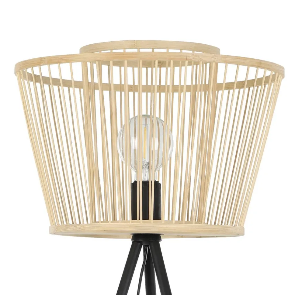 Hykeham gulvlampe, højde 129,5 cm, natur/sort, bambus