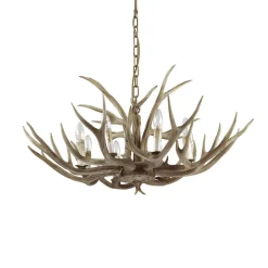 Ideal Lux Chalet lysekrone, beige, kunstharpiks, 8 lyskilder