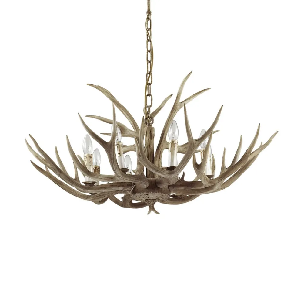 Ideal Lux Chalet lysekrone, beige, kunstharpiks, 8 lyskilder