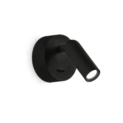 Ideal Lux LED-vægspot Bean, Ø 7 cm, sort metal/glas