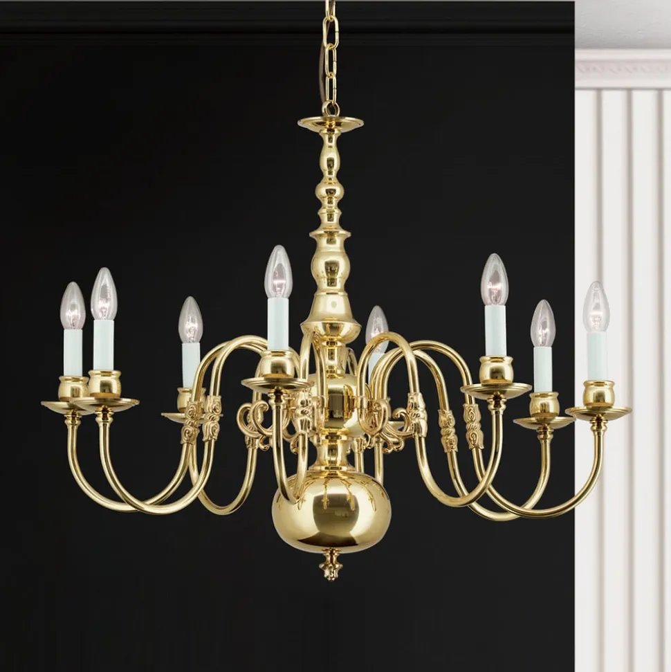 IMKE lysekrone i poleret messing med otte lys