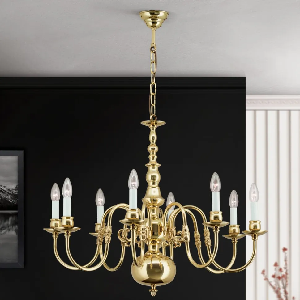 IMKE lysekrone i poleret messing med otte lys