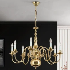 IMKE lysekrone i poleret messing med otte lys