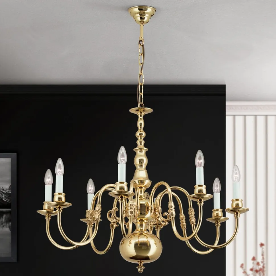 IMKE lysekrone i poleret messing med otte lys