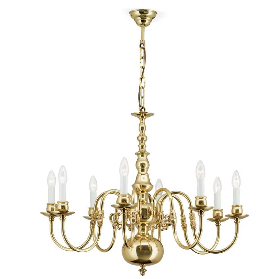 IMKE lysekrone i poleret messing med otte lys