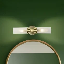 Imperial væglampe, messing, 2 lyskilder, stål, glas, IP44